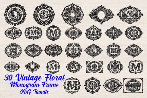 Download Vintage Floral Monogram Frame SVG Bundle - Premium Resources