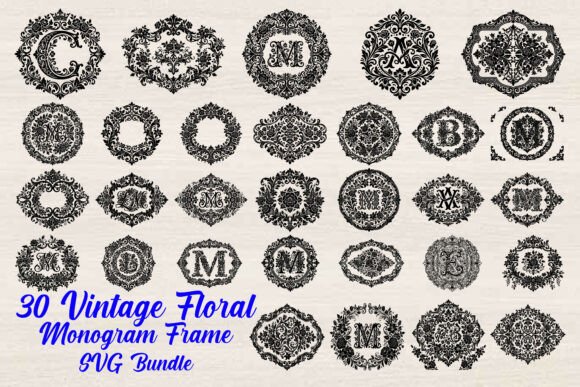 Download Vintage Floral Monogram Frame SVG Bundle - Premium Resources