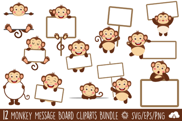 Download Monkey Message Board Vector Bundle - Message Collection